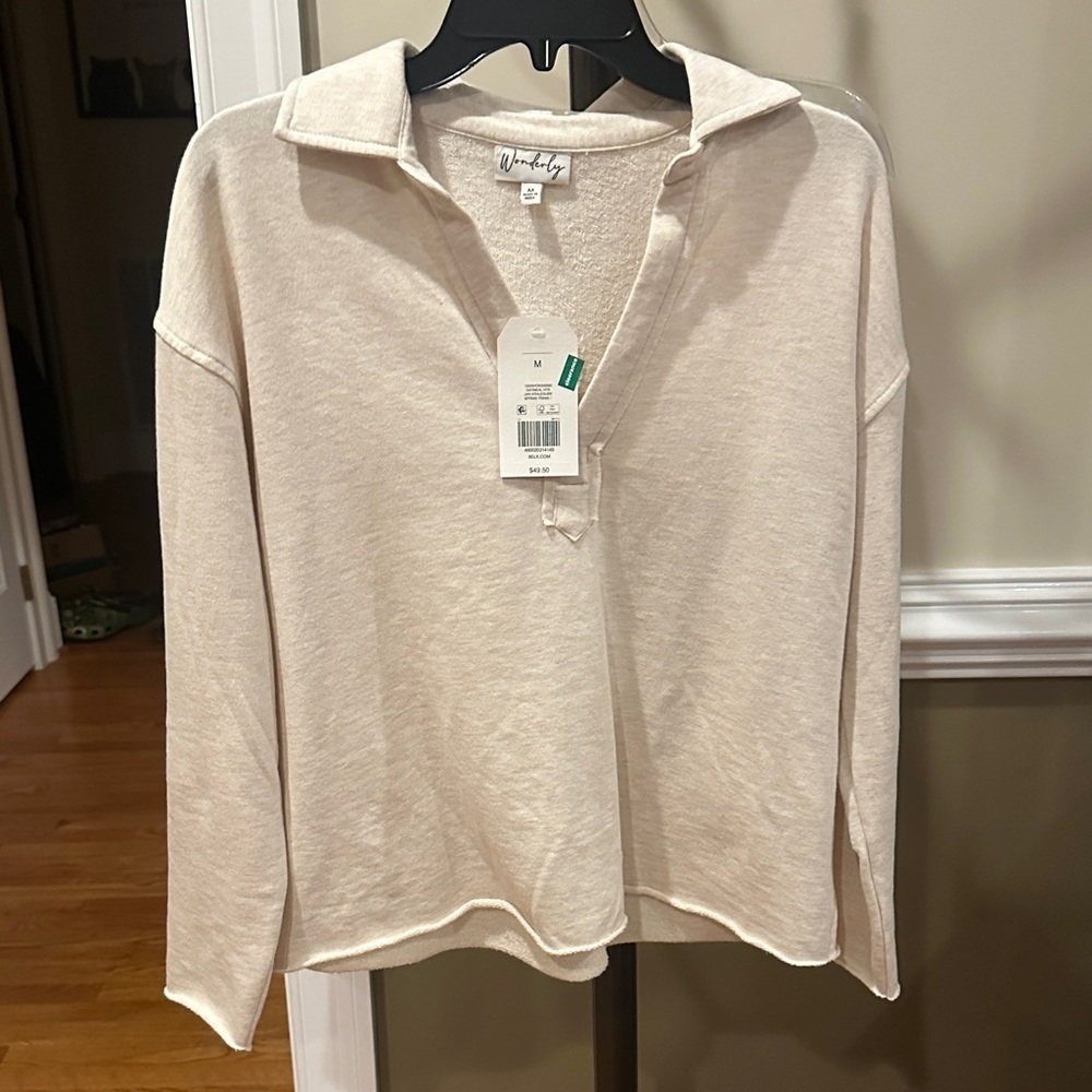 Wonderly Cream Button Down Shirt for Women